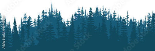 	
Coniferous forest, seamless border, isolated on white background	

