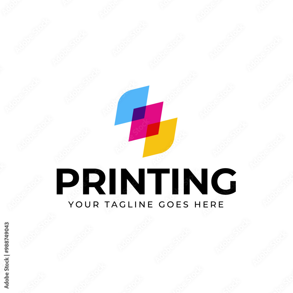 Printing company logo design with color paper symbol on cyan, magenta, yellow, and color. Printing company logo design with color paper symbol on cyan, magenta, yellow, and color.