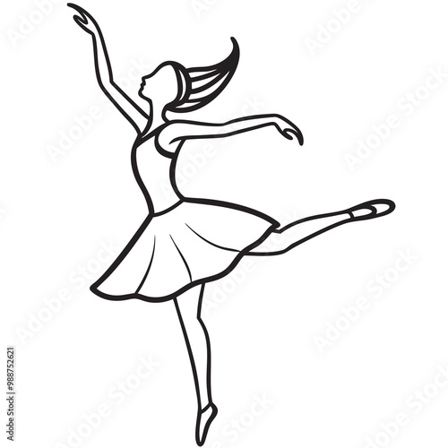 Ballerina dancer line art vector illustration