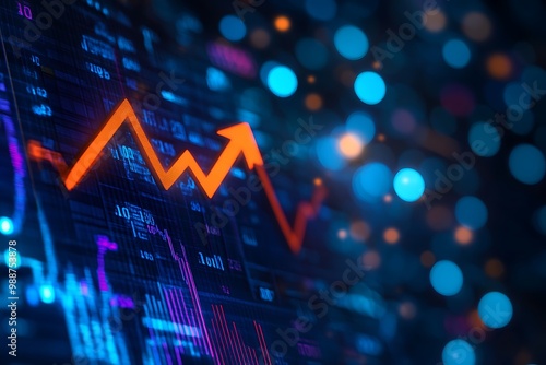 Wallpaper Mural Colorful Financial Graph with Bokeh Effect Reflecting Market Growth Trends Torontodigital.ca