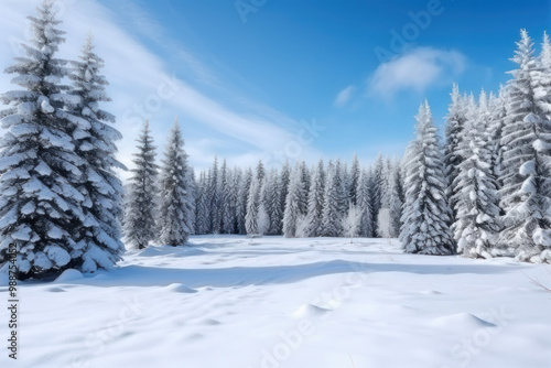 Wallpaper Mural Snow-covered pine trees in bright sunlight Torontodigital.ca