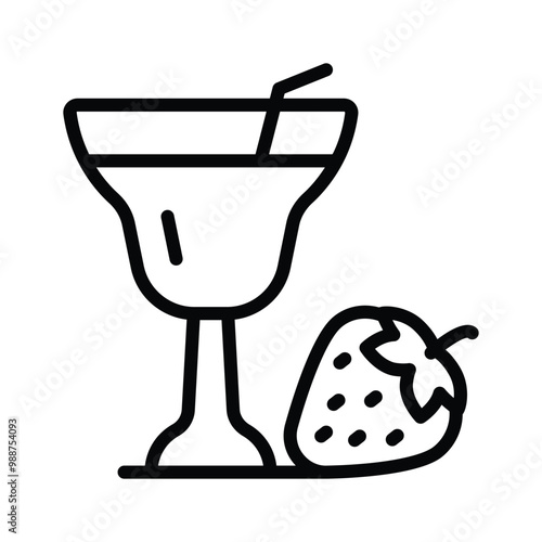 Refreshing icon of strawberry cocktail