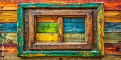 Wallpaper Mural Rustic wooden window picture frame with a blank space for photos or artwork on a white background Torontodigital.ca