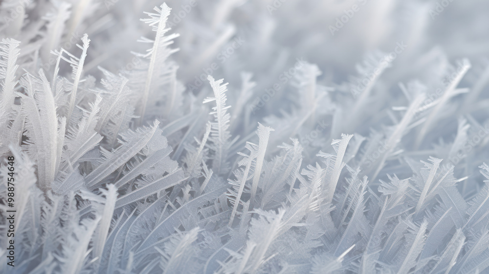 Frosty grass blades with intricate ice crystals Frosty grass blades with intricate ice crystals