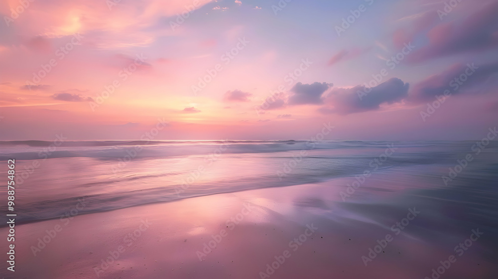 Pink Sunset Over Calm Ocean Waves - Seascape Photography Pink Sunset Over Calm Ocean Waves - Seascape Photography