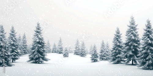 Wallpaper Mural A snowy landscape with many pine trees covered in snow background scenery vegetation. Torontodigital.ca