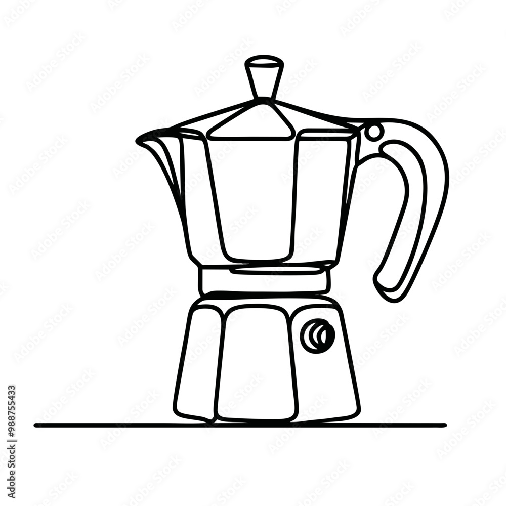 Coffee maker. Icon. Vector drawing. One line art. A simple drawing of a continuous line of a kitchen electric appliance. Coffee maker. Icon. Vector drawing. One line art. A simple drawing of a continuous line of a kitchen electric appliance.