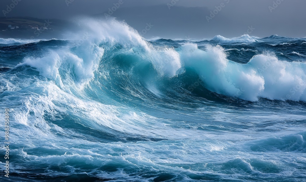 Large waves crashing on a stormy sea. Large waves crashing on a stormy sea.