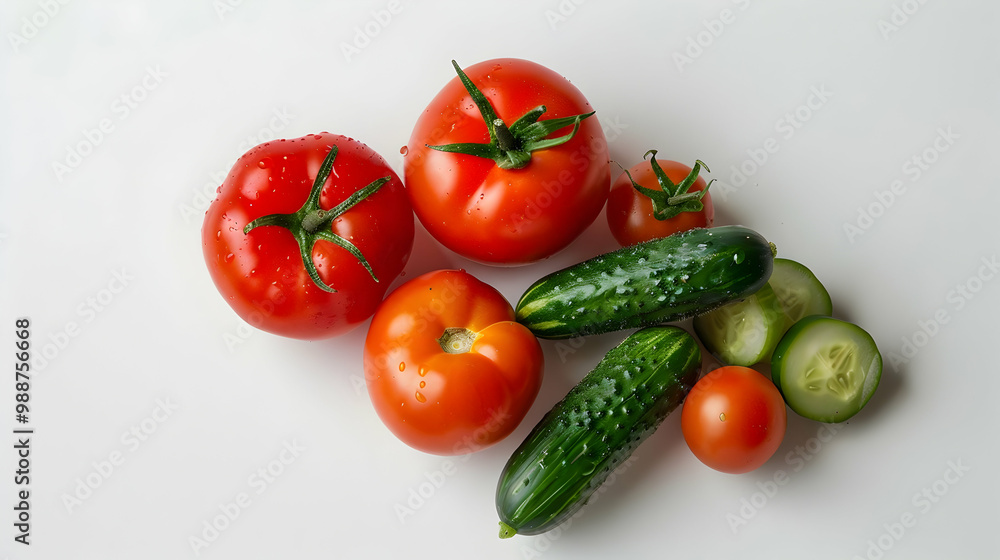 Fresh Tomatoes and Cucumbers: A Vibrant Still Life Fresh Tomatoes and Cucumbers: A Vibrant Still Life