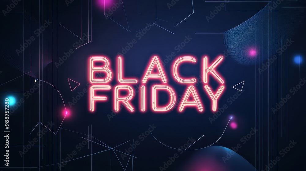 Vibrant Neon Black Friday Sign on Dark Futuristic Background Vibrant Neon Black Friday Sign on Dark Futuristic Background