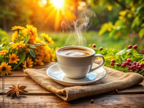 Soothing morning ritual wraps around me, a warm cup of coffee filling the air with comforting aromas, invigorating the senses and banishing all signs of sleep.