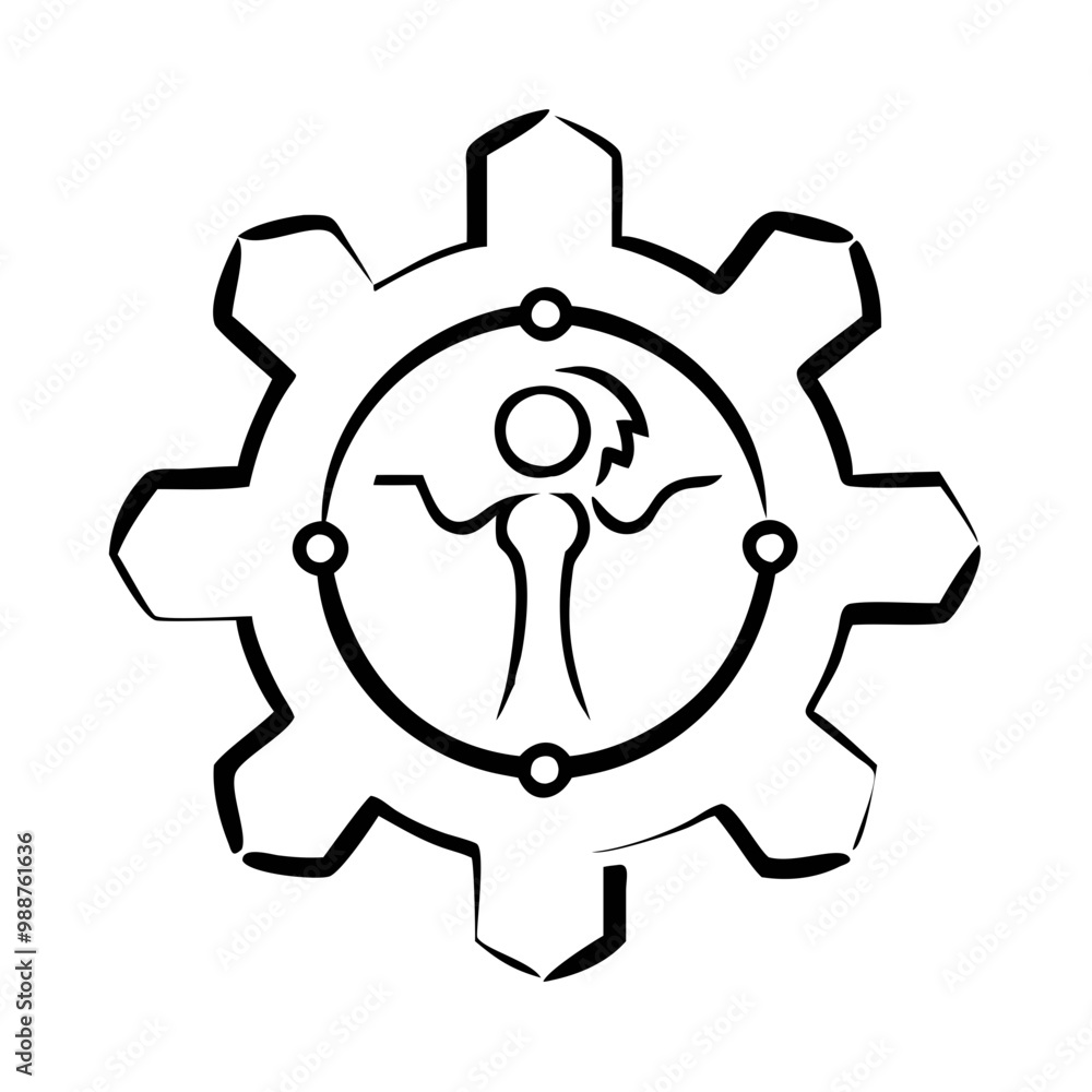 Simple icon of a gear and circuit representing work and technology
Simple icon of a gear and circuit representing work and technology