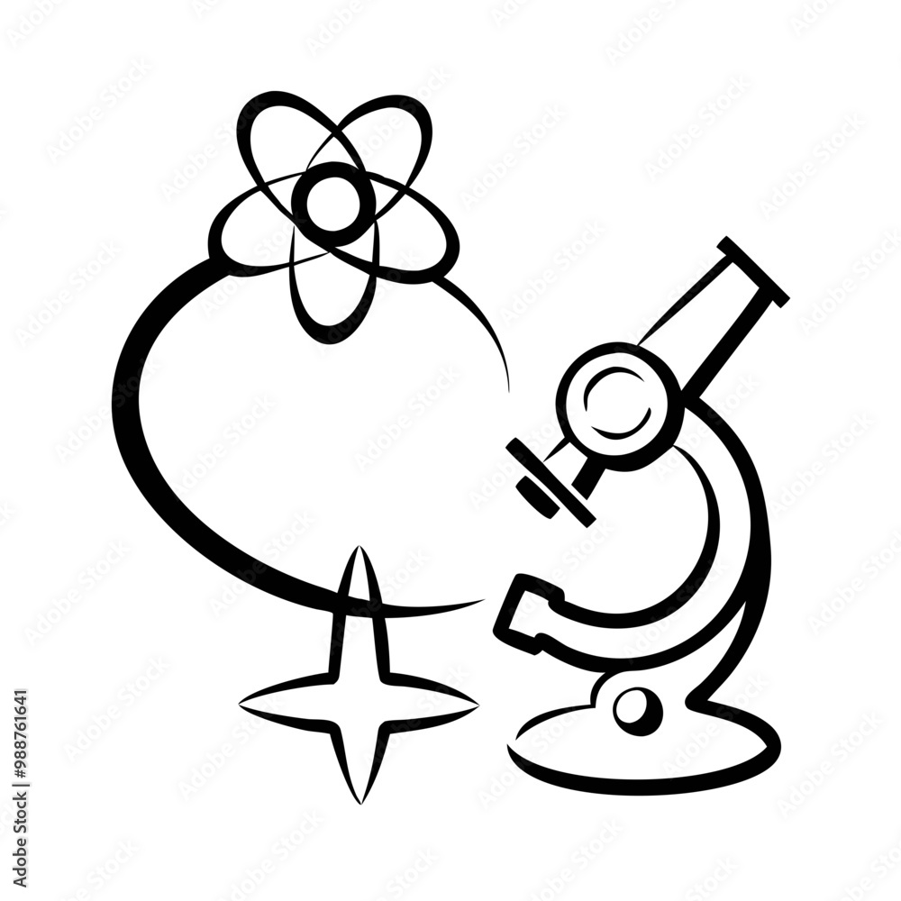 Icon of a microscope and atom symbol representing science and research
Icon of a microscope and atom symbol representing science and research