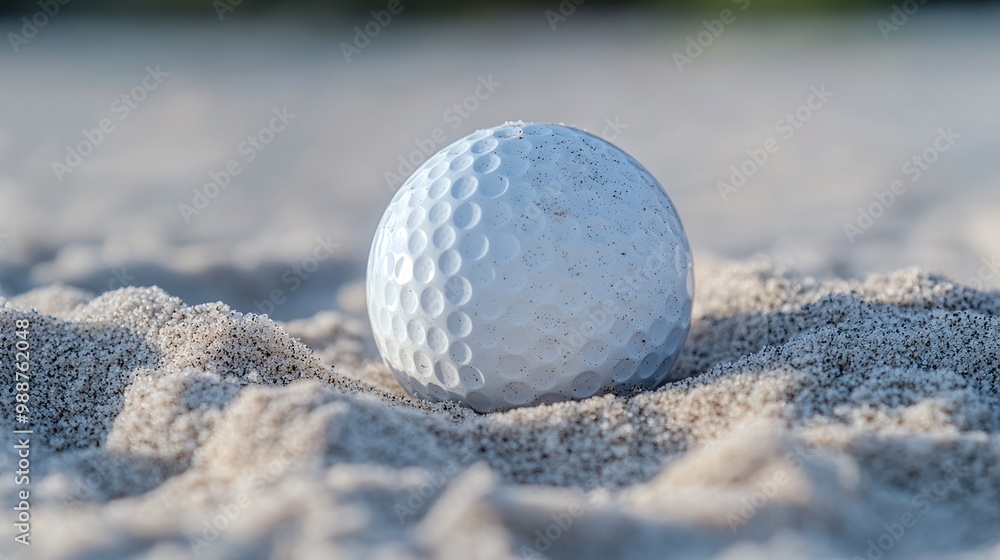 golf ball stuck in a sand bunker, showcasing the challenge and precision required in the game of golf on a professional course golf ball stuck in a sand bunker, showcasing the challenge and precision required in the game of golf on a professional course