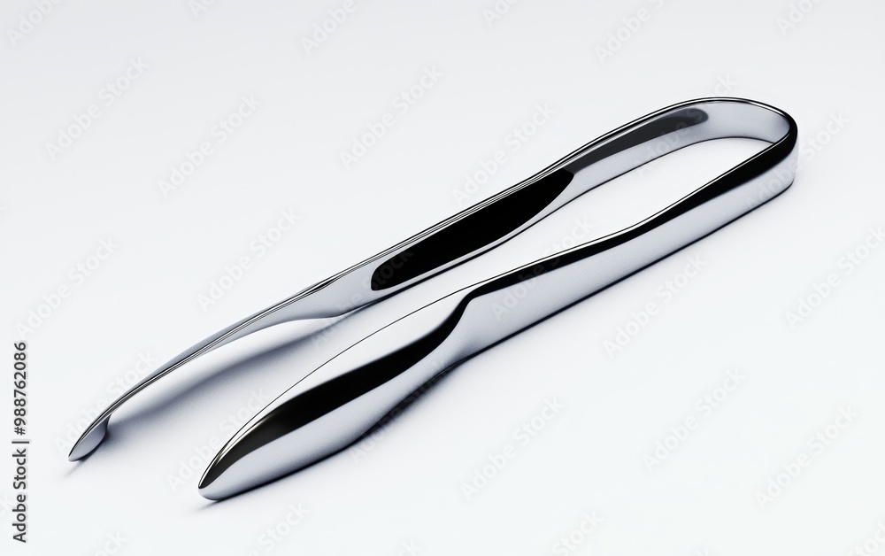 A pair of sleek metal tongs A pair of sleek metal tongs