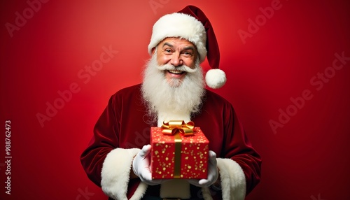 santa claus holding a gift