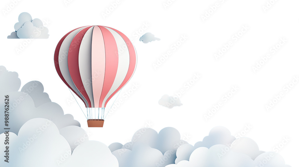 Fototapeta premium Colorful hot air balloons flying in the sky, creating a sense of adventure and freedom among the clouds