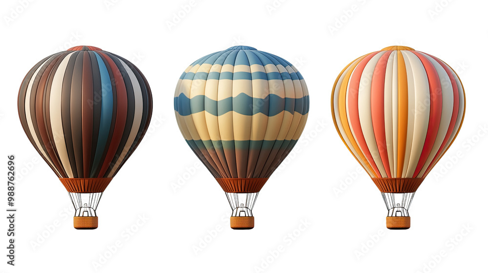 Obraz premium Colorful hot air balloons floating in the sky, symbolizing adventure and freedom in travel