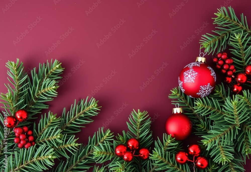 christmas background with christmas tree branches and balls christmas background with christmas tree branches and balls