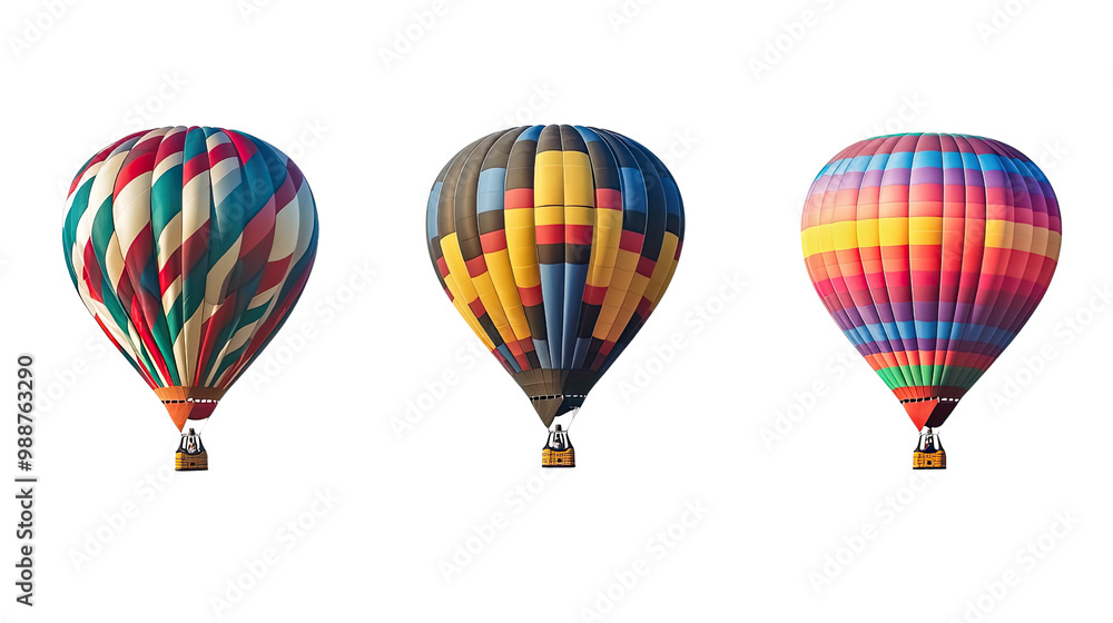 Colorful hot air balloons soaring through a bright sky, inviting adventure and fun on a summer day Colorful hot air balloons soaring through a bright sky, inviting adventure and fun on a summer day