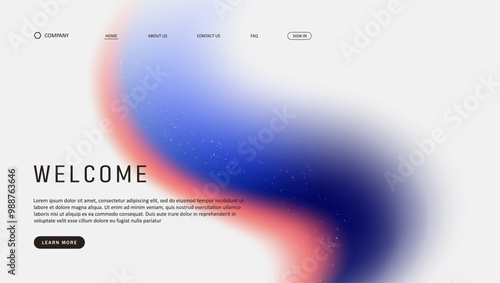 Abstract wave futuristic design of landing page. retro gradient mesh website design