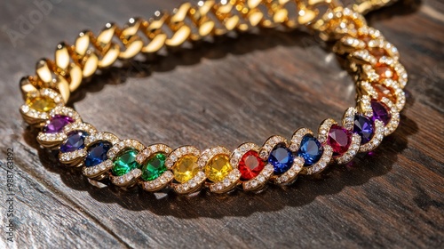 men's necklace with colorful precious stones