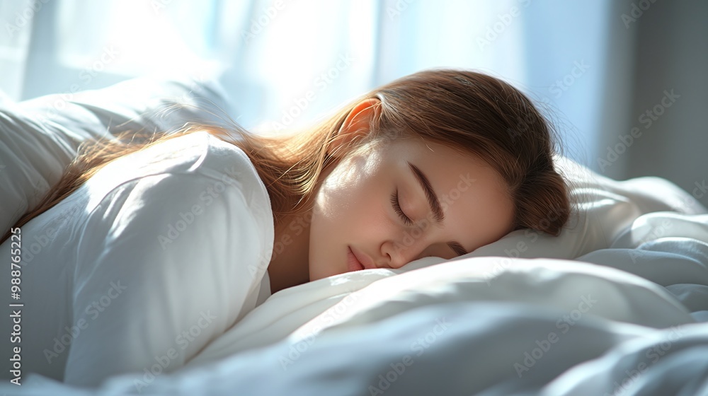 beautiful woman sleeping and snoring in her bed at home, showcasing the importance of rest and rejuvenation in daily life beautiful woman sleeping and snoring in her bed at home, showcasing the importance of rest and rejuvenation in daily life