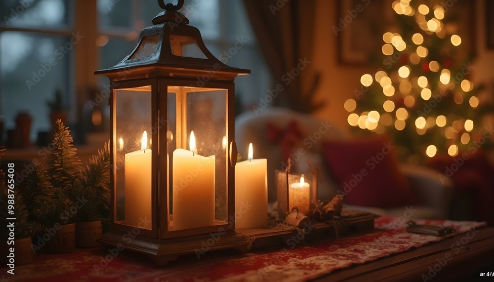 Lit Advent candles inside a glass lantern, casting a warm glow that enhances the festive atmosphere, surrounded by evergreen branches and holiday decorations.
Lit Advent candles inside a glass lantern, casting a warm glow that enhances the festive atmosphere, surrounded by evergreen branches and holiday decorations.
