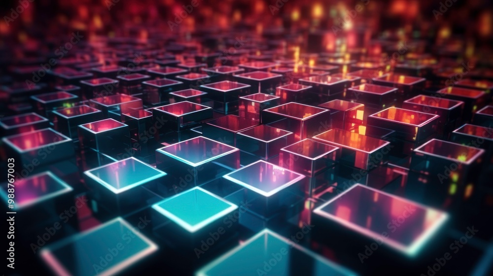 Abstract Neon Cubes Abstract Neon Cubes