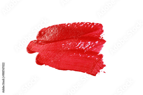 Obraz na płótnie Close up vibrant red paint stroke set against with transparent image of PNG format extension. w salonie