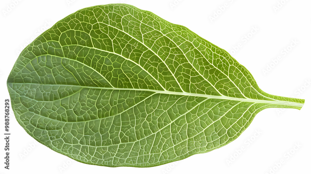 Obraz premium Close-Up of a Green Leaf with Intricate Veins