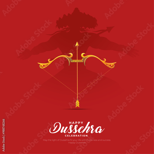 Happy Dussehra Vector Design. Lord Rama killing Ravana in Dussehra,Vijayadashami. Dussehra Poster Design Vector Illustration. Festival of India.