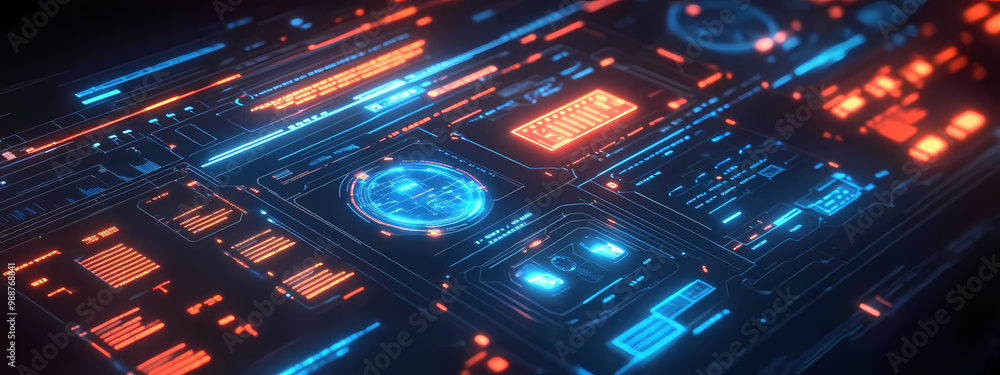 Fototapeta premium Real-Time Analytics Interface with Neon Highlights