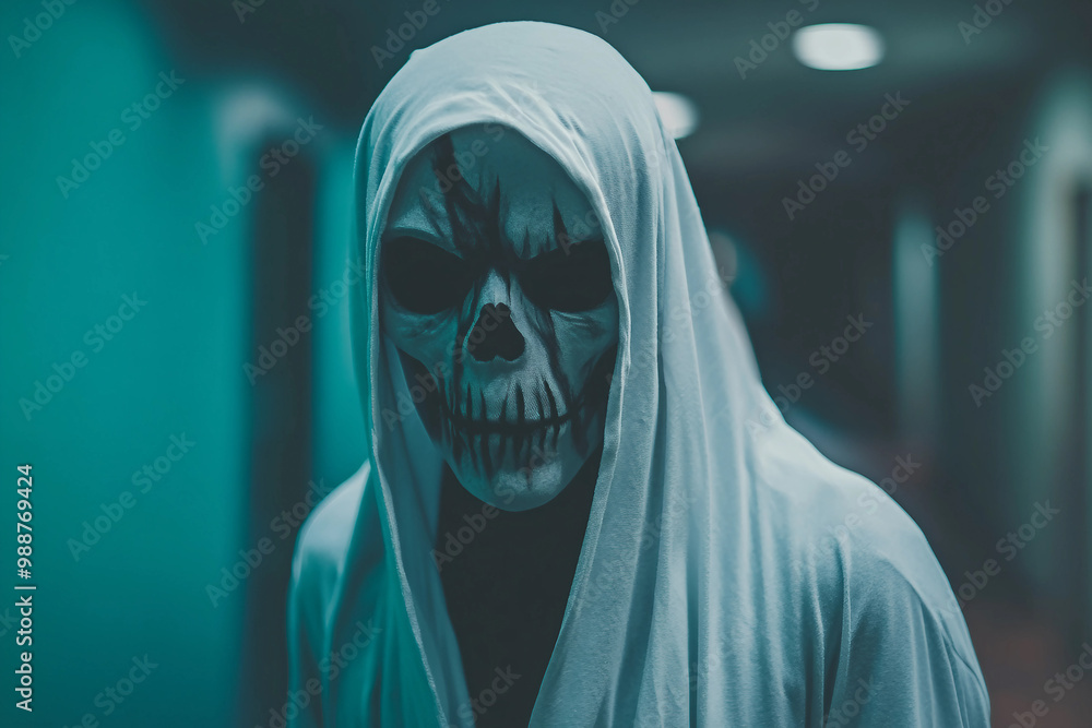 Funny people kids animals wearing halloween ghost costume celebrating, Generative AI Funny people kids animals wearing halloween ghost costume celebrating, Generative AI