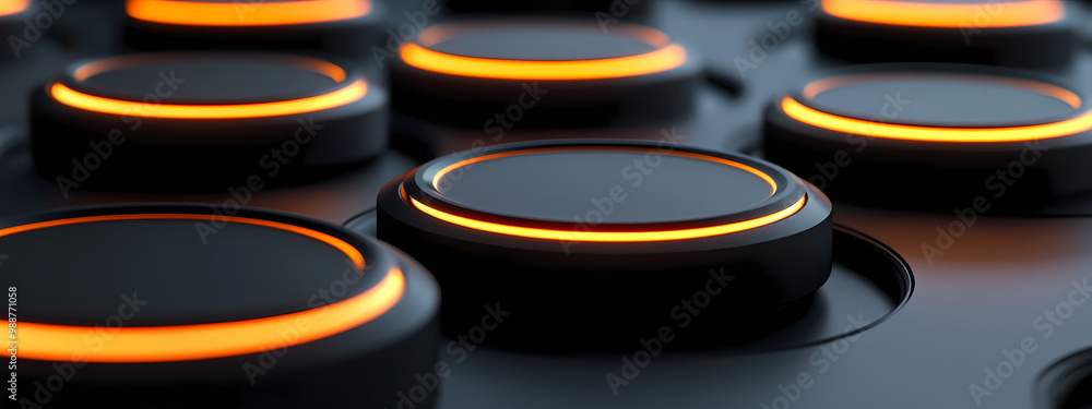 Futuristic Black Rings with Glowing Orange Centers Futuristic Black Rings with Glowing Orange Centers