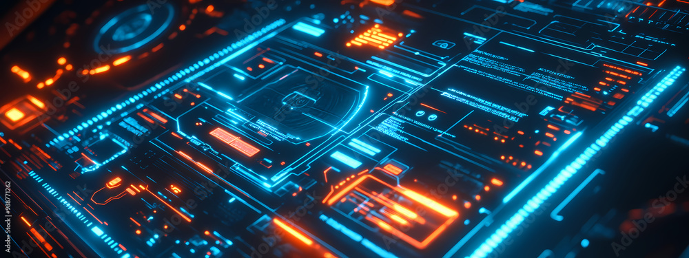 Fototapeta premium Futuristic Digital Interface with Holographic Elements