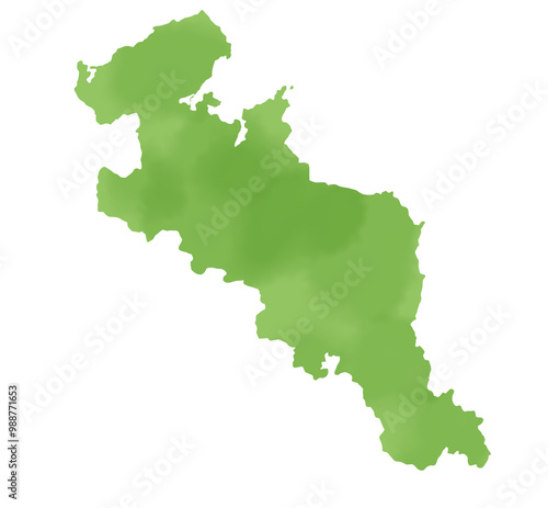 水彩タッチの京都府のイラストレーション