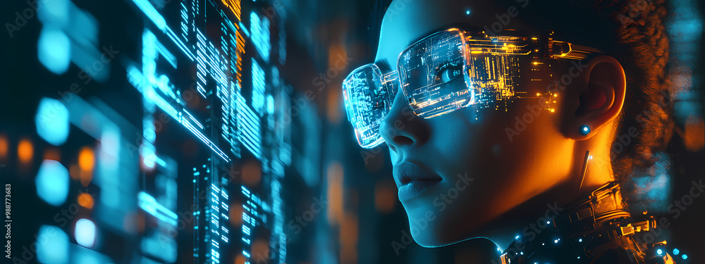 Neon-Lit Hacker Manipulating Digital Codes Neon-Lit Hacker Manipulating Digital Codes