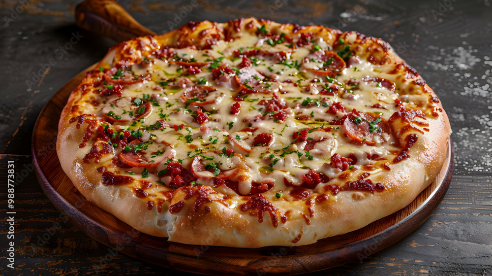 Close-up of a Delicious Pepperoni Pizza with Melted Cheese Close-up of a Delicious Pepperoni Pizza with Melted Cheese