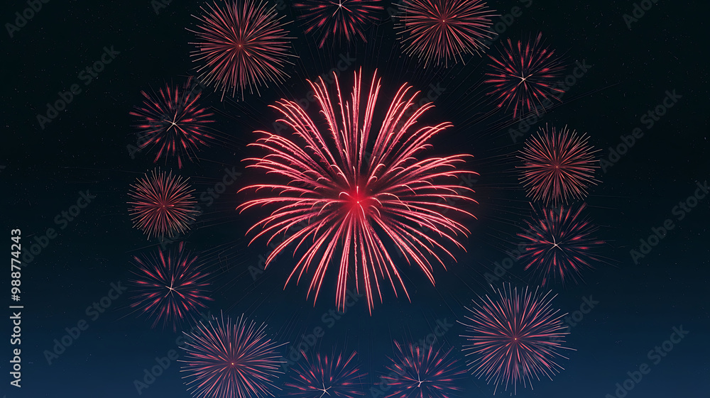 Pink fireworks exploding in a dark night sky, celebrating a festive occasion.
Pink fireworks exploding in a dark night sky, celebrating a festive occasion.
