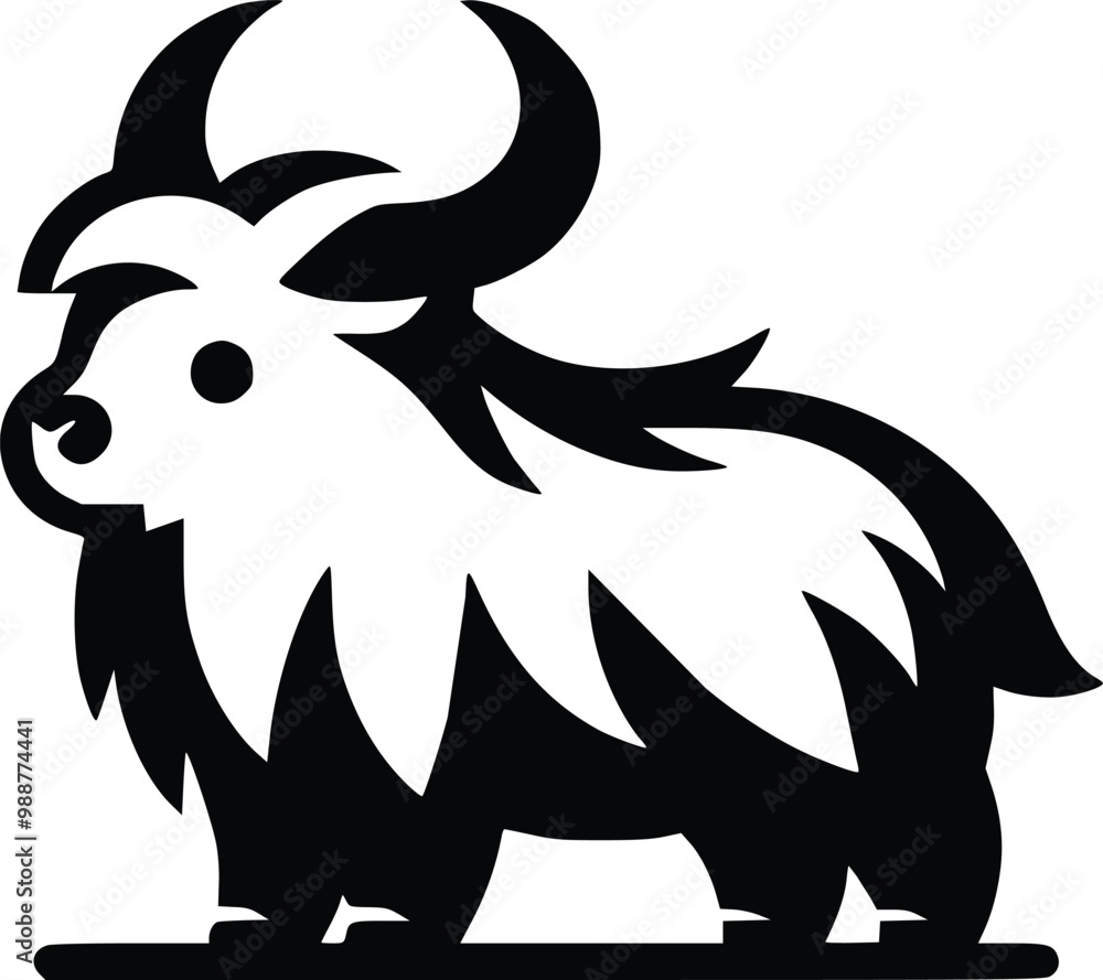 Cute Takin Black and White Illustration Cute Takin Black and White Illustration