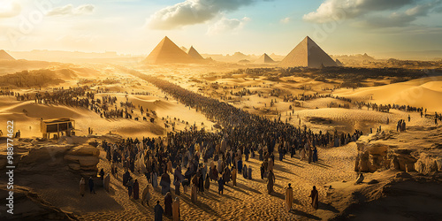 The Exodus from Egypt, wide. Generative AI