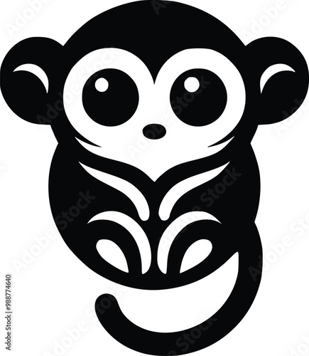Charming Black and White Illustration of a Tarsier