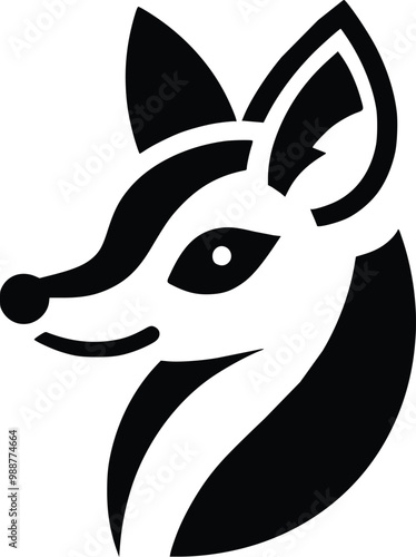 Cute Aardwolf Black and White Illustration photo