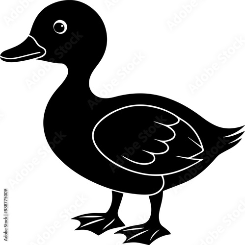 baby duck silhouette vector illustration