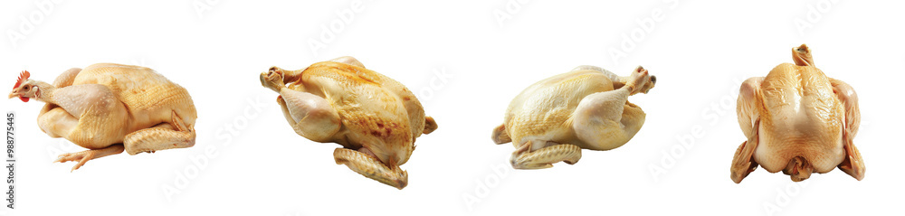 Whole roasted chickens displayed on a clean white background, on the Transparent background, PNG Format Whole roasted chickens displayed on a clean white background, on the Transparent background, PNG Format