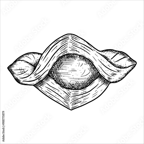 Hand drawn mince pie. Vector illustration