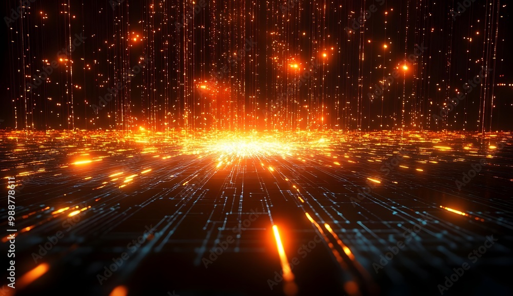 Fototapeta premium Glowing Light Beams in 3D Digital Space