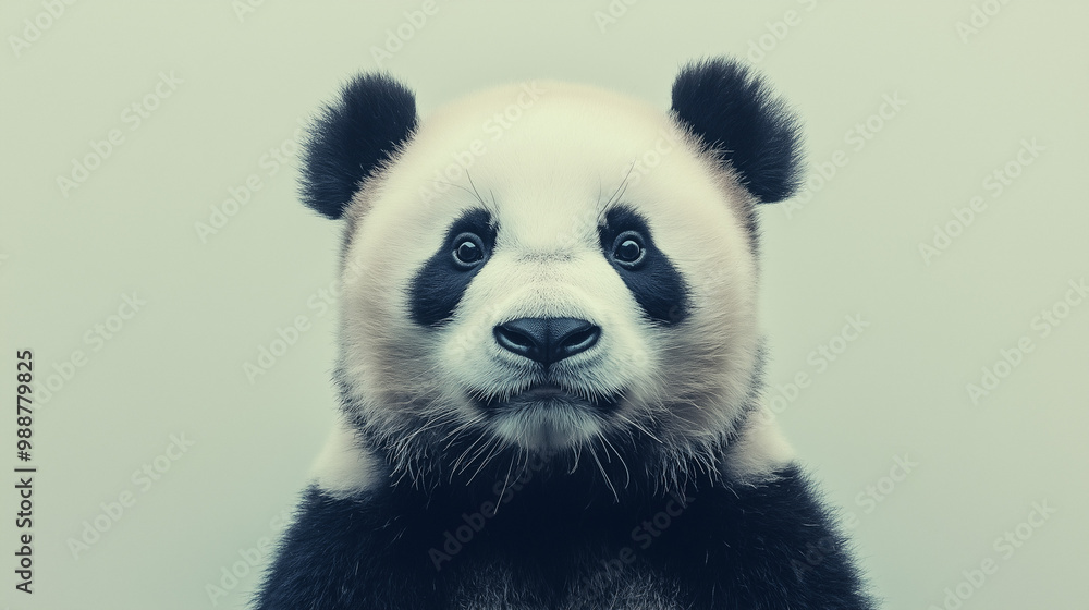 a panda with black and white fur and gentle, expressive eyes against an isolated light ivory background, the soft light casts gentle shadows on the panda, creating intricate patterns a panda with black and white fur and gentle, expressive eyes against an isolated light ivory background, the soft light casts gentle shadows on the panda, creating intricate patterns