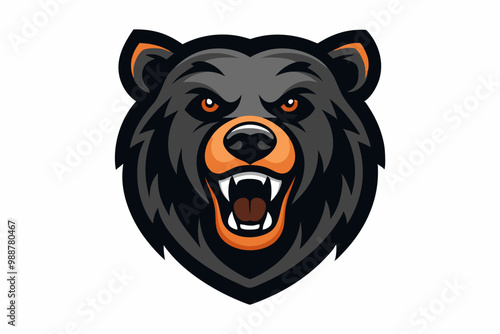 Black Bear head mascot logo design vector